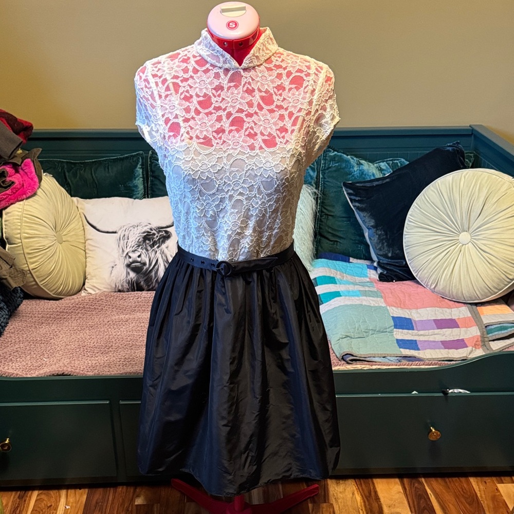 Alice + Olivia vintage inspired party dress taffeta, tulle and lace